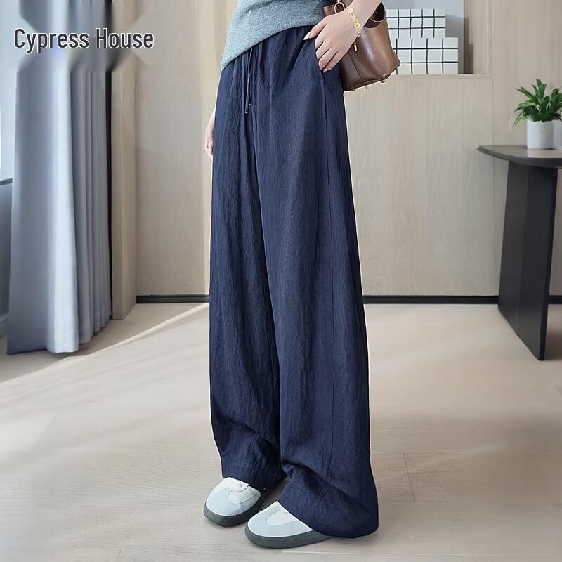 Sibaishe Women s High-Waist Draped Wide-Leg Casual Pants S