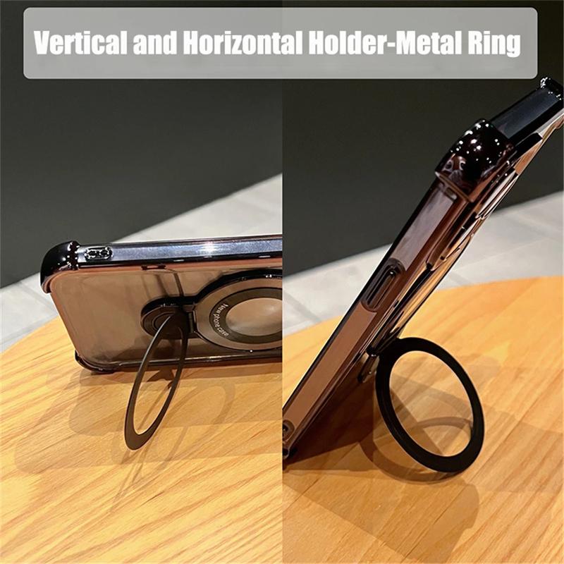Luxury Plating Shockproof Magnetic Bracket for Magsafe Clear Case for iPhone 16 15 11 12 13 14 Pro Max With Holder Stand Phone Cover
