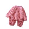 Fluffy Jacquard Flannel Set: Baby Girl Two-Piece Homewear