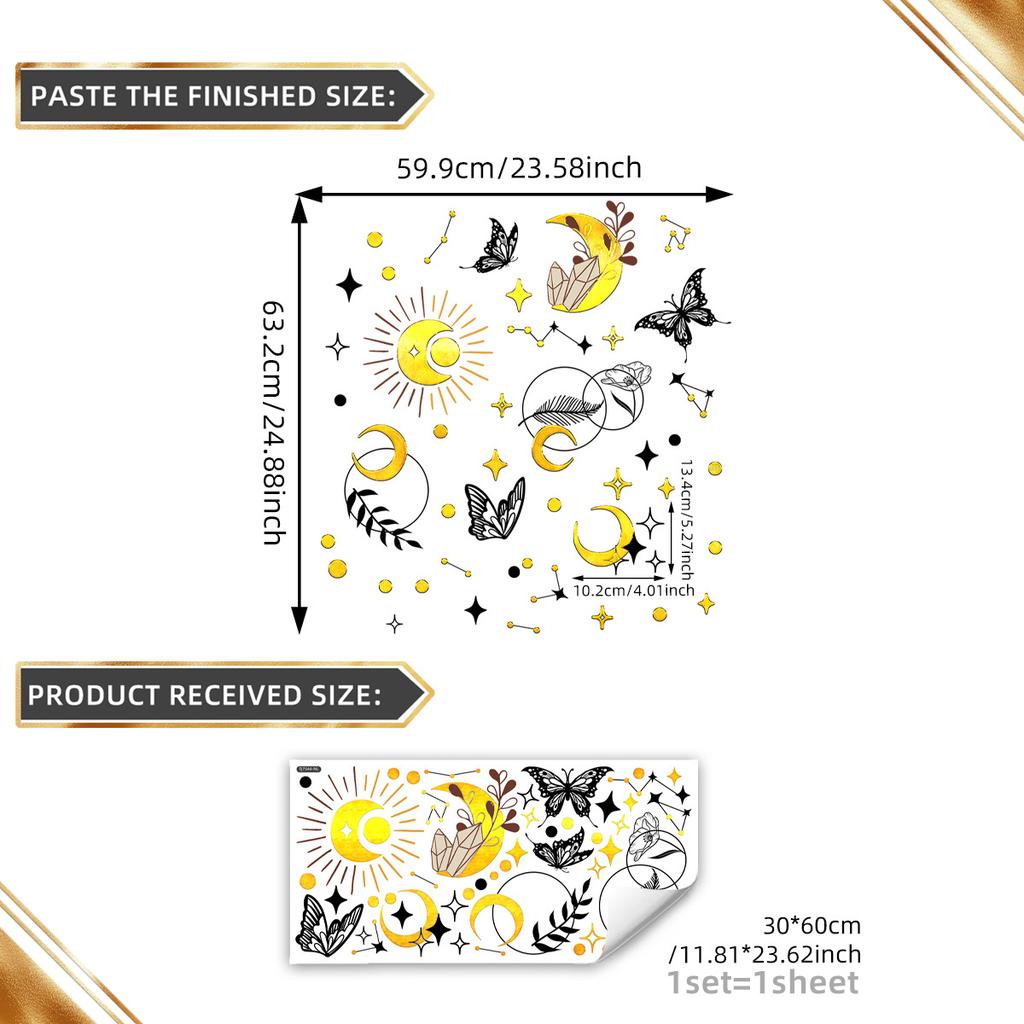 Tj7544 Hand-Painted Bohemian Style Bronzing Wall Sticker Decoration Living Room Bedroom Background Self-Adhesive Wall Sticker