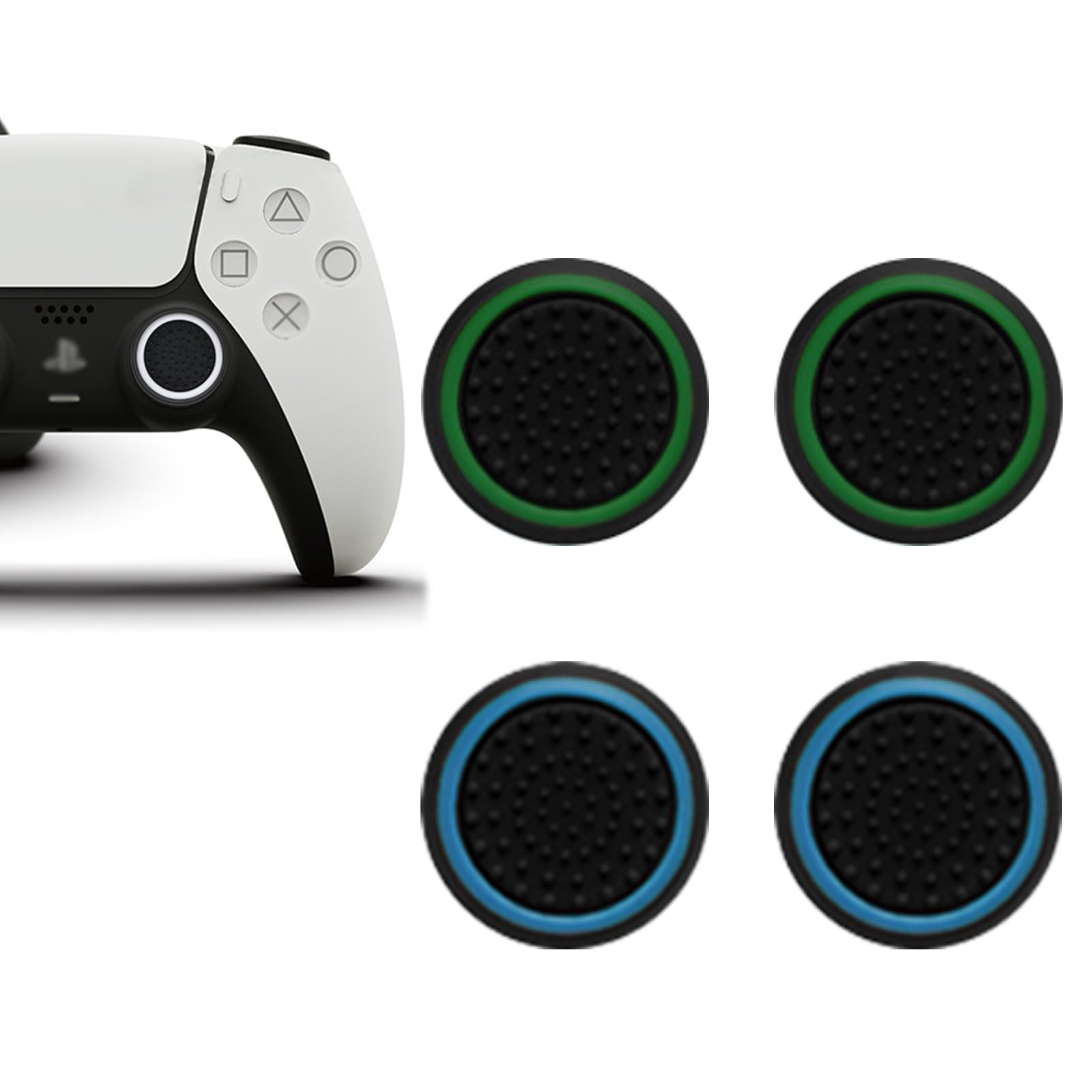 

SZSL PS5 Controller Stick Protective Covers for and Xbox Analog Sticks of Silicone Thumb Stick Covers for Controllers Blue 2 Caps, PS4, PS3, (Set 4),