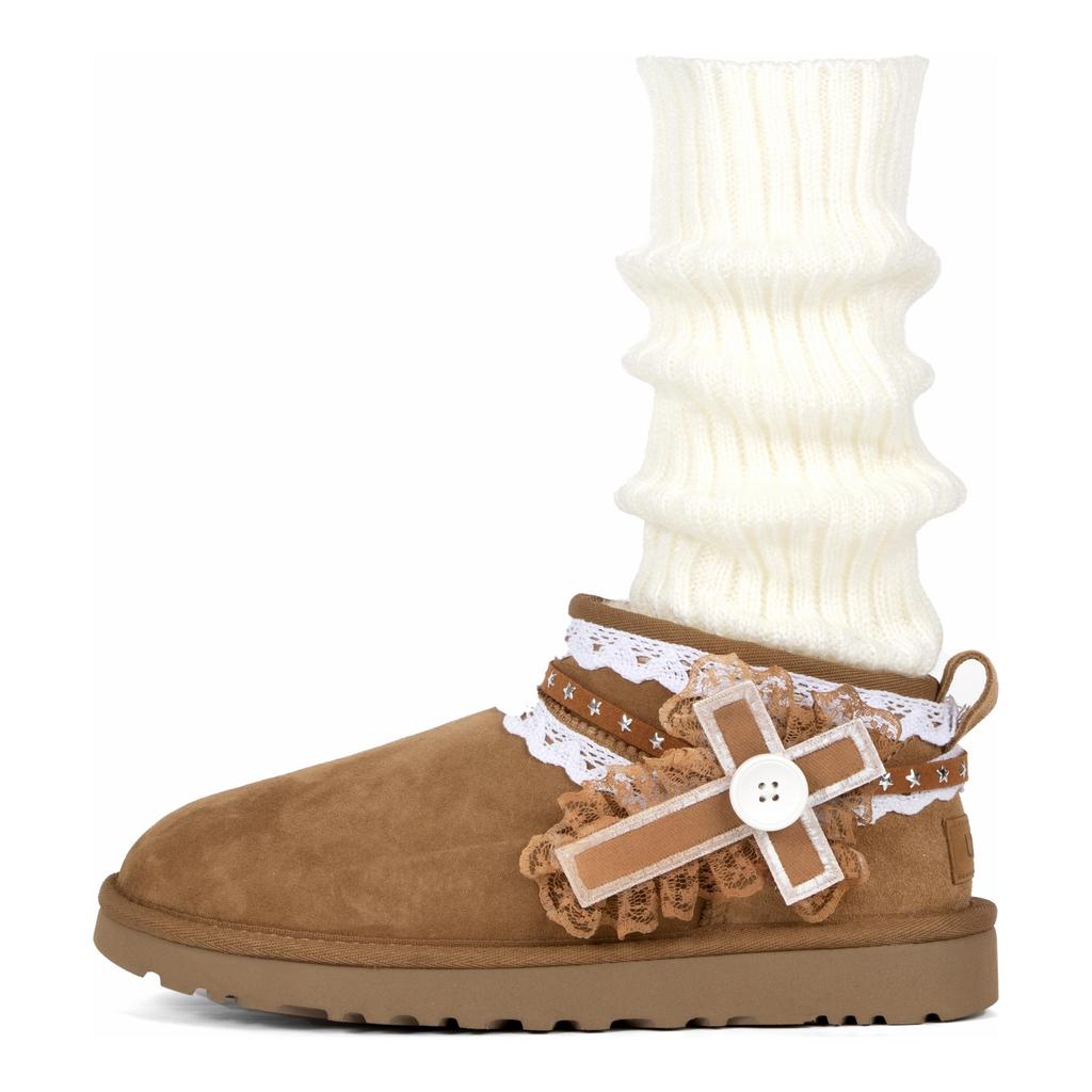 UGG CLASSIC ULTRA MINI Sheepskin Snow Boots Women's Brown 1116109-CHE(Team186-)