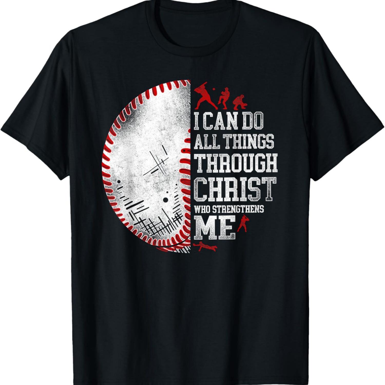 

Baseball Fan Bible Quote Vintage I Can Do All The Things T-Shirt XXXXXL чёрный