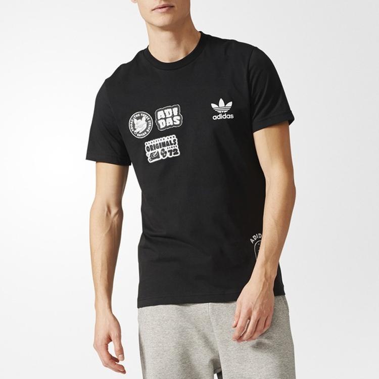 Adidas Originals Trefoil 3M Reflective Animal Graffiti Short Sleeve T-Shirt Men Tops Black BS3167