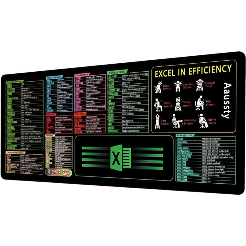 

Большой коврик для клавиатуры и мыши с горячими клавишами Excel и Word для использования офисного программного обеспечения и игр, водонепроницаемый 1