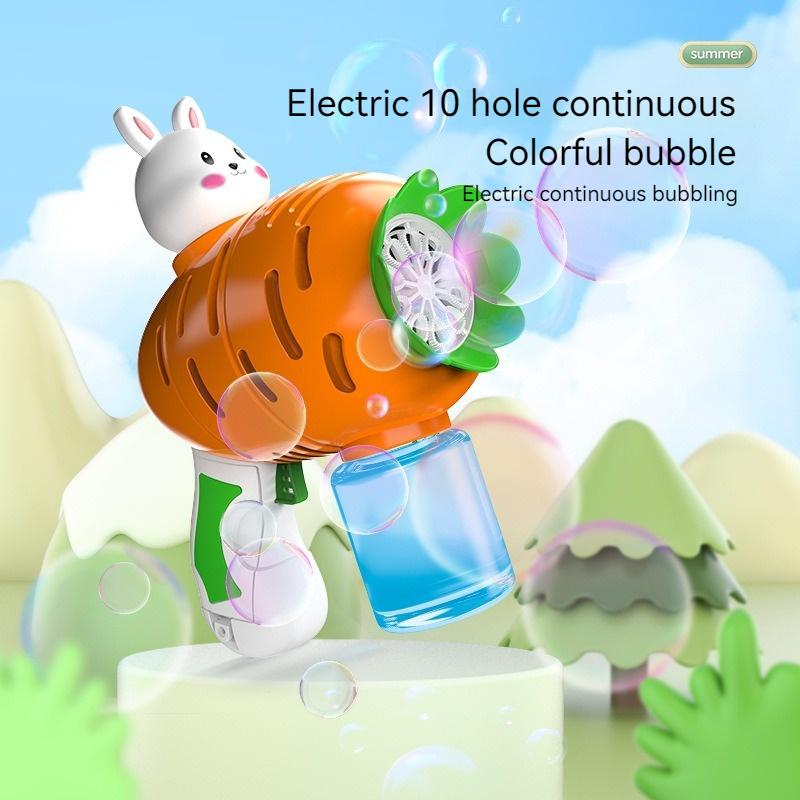 Carrot Bubbles Gun Soap Bubbles Cartoon Rabbit 10 Holes Bubbles Machine Launcher Automatic Blower Giocattoli da esterno per bambini