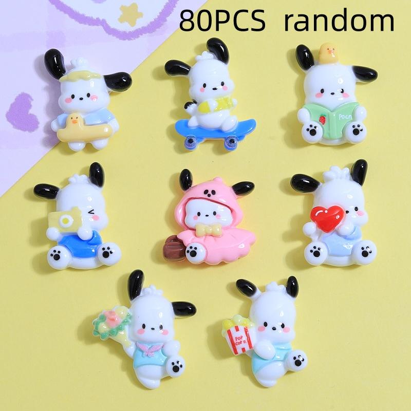 16/80PCS Cartoon Cute Dog Handmade DIY Cream Gel Phone Case Headwear Hair Clip Accessories Resin Accessories
