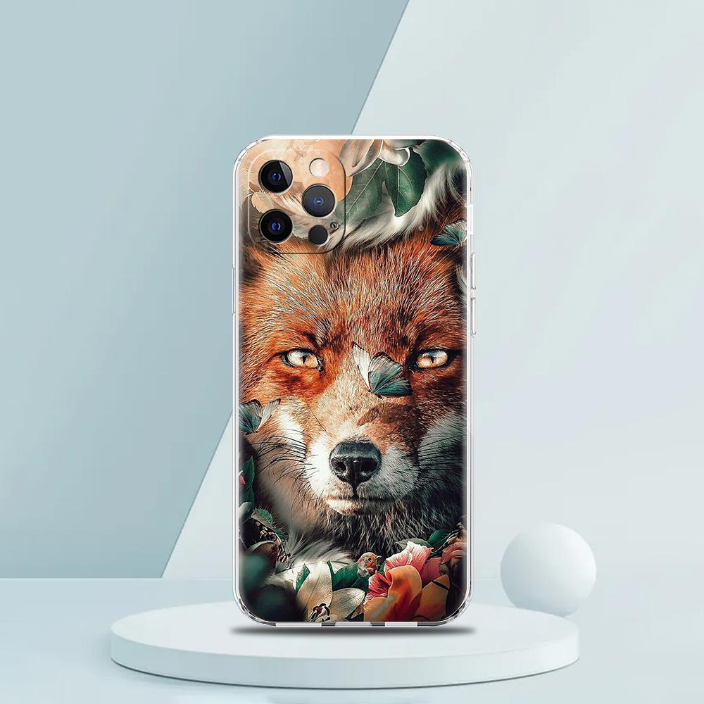 

Чехол для телефона с изображением животного Лисы для iPhone 16 15 14 13 12 Pro Max Прозрачный Мягкий для iPhone 11 Pro Max 7 8 Plus XS XR Чехол Capas iPhone 13