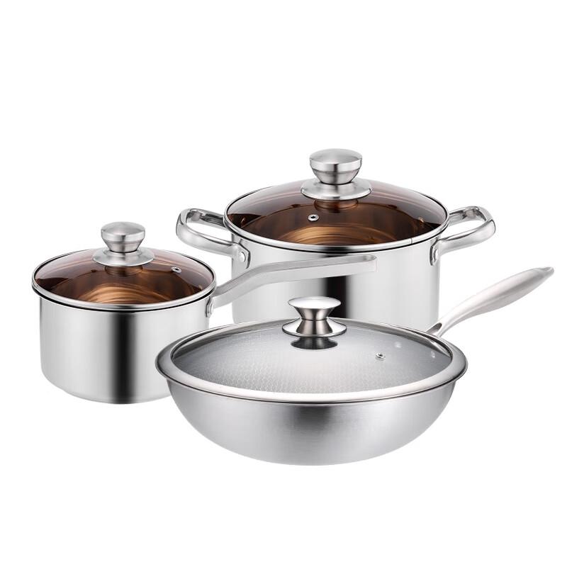 Lechu Heli 201 Stainless Steel 3-Piece Cookware Set