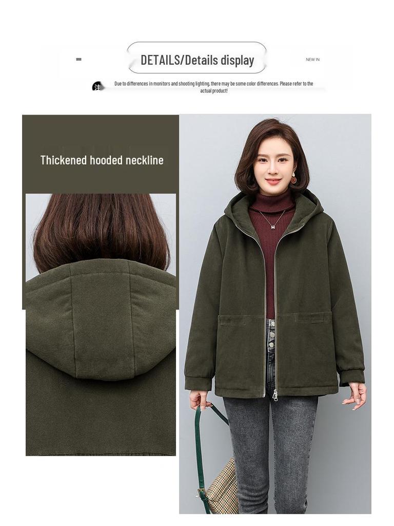 Women's 2024 Winter Korean-Style Loose Fleece-Lined Cotton-Padded Parka