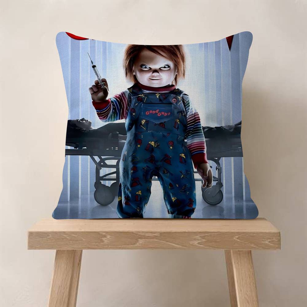 Horror Movie Chucky Childs Play Pillow Covers Cartoon Sofa Decorative Home Doublesided Printing Short Plush Cute Cushion