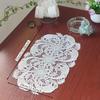 Elegant White Velvet Lace Oval Tablecloth Table Mat - Floral Pattern Polyester Tablecloth, Suitable for Catering, Coffee and Home Decor, Perfect