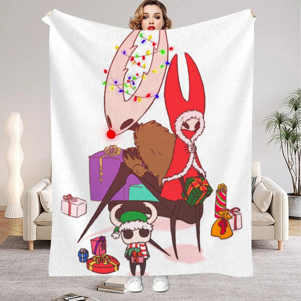 Hollow Knight Blanket Cartoon Game Printed Flannel Blanket for Home Living Room Bedroom Decor New Year Christmas Gift for Fans