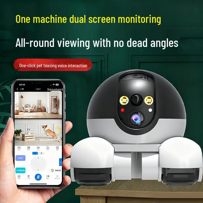 Pet-Style Dual-Lens Surveillance Camera with 360° View and Intelligent Remote Monitoring