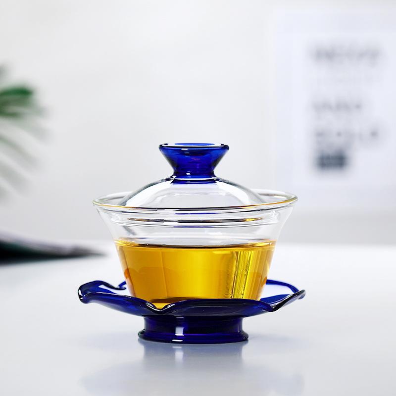 Colored Heat-resistant Glass Cover Bowl Tea Cup Chinese Tea Cups Gaiwan Teapot Gaiwan for Travel Tureen Gai Wan Puer Set Mugs