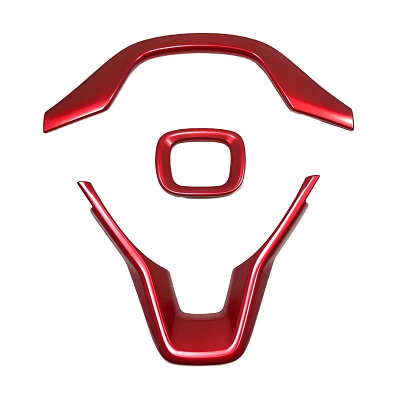 Honda Accord 18th Gen Red Interior Trim Kit: Gear Shift Frame, Armrest, Air Vent, Gear Knob, Steering Wheel.
