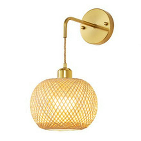 Bamboo Woven Charging Wall Lamp - Bohemian Style for Living Room, Corridor, Bedroom, or Bedside
