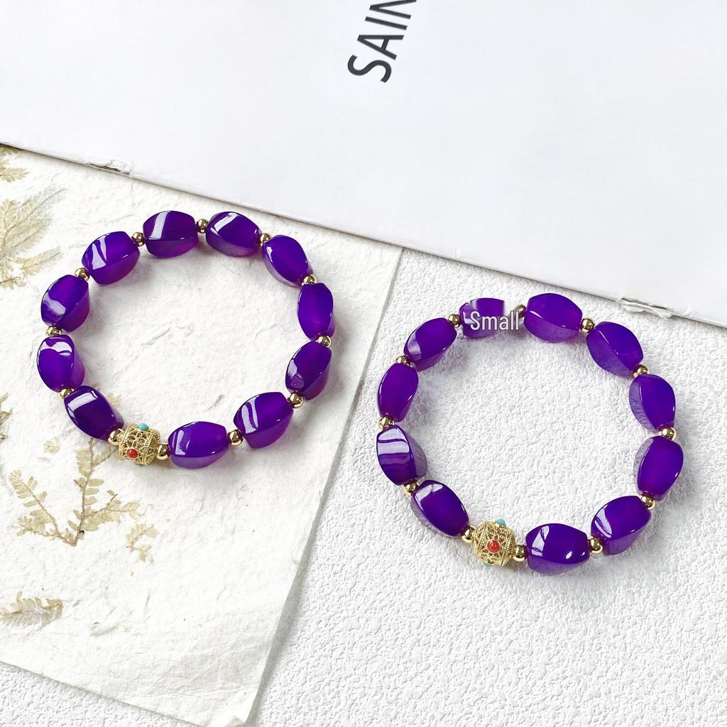Qianjing Wanma Purple Agate Beaded Women's Bracelet - Custom DIY Twist Jewelry.