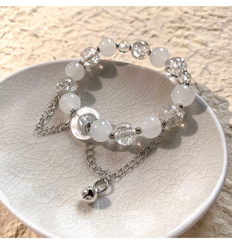 Fashion White Moonstone Natural Stone Beaded Moon Bracelet for Women Butterfly Wedding Bracelet Bohemian Jewelry Adjustable Gift