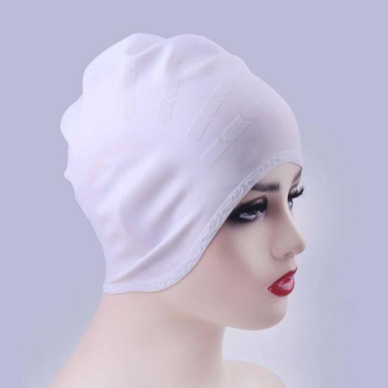 Cuffia da nuoto grande in silicone con protezione per le orecchie 3D, cuffia da bagno antiscivolo e impermeabile per donne e uomini, capelli lunghi/corti