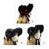 Woven Straw Lace Hat with Dark Series Design and Large Bowknot Elegant Bonnet Hat For Women Theme Parties and Halloween
