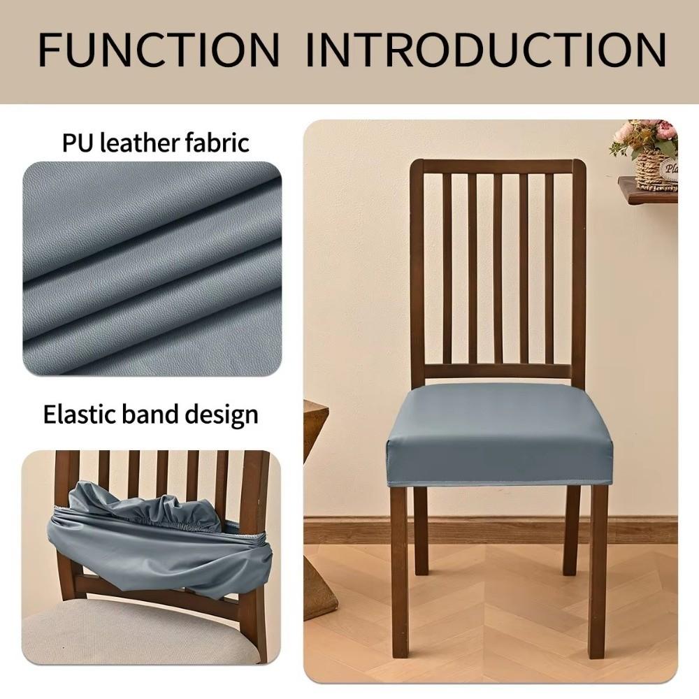 PU Dining Chair Cover Elastic Chair Slipcover Simple Chair Cushion Cover For Office Home Seats