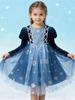 2025 Herbst/Winter Eiskönigin Elsa Langarmkleid für Halloween und Weihnachtsgeschenke