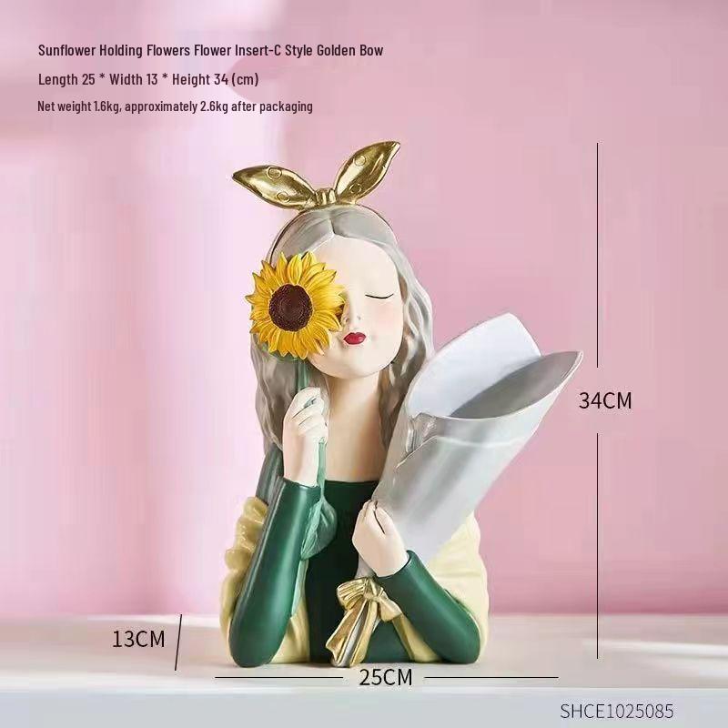 Букет  Девочка с подсолнухом : Скандинавская ваза-сердце для гостиной