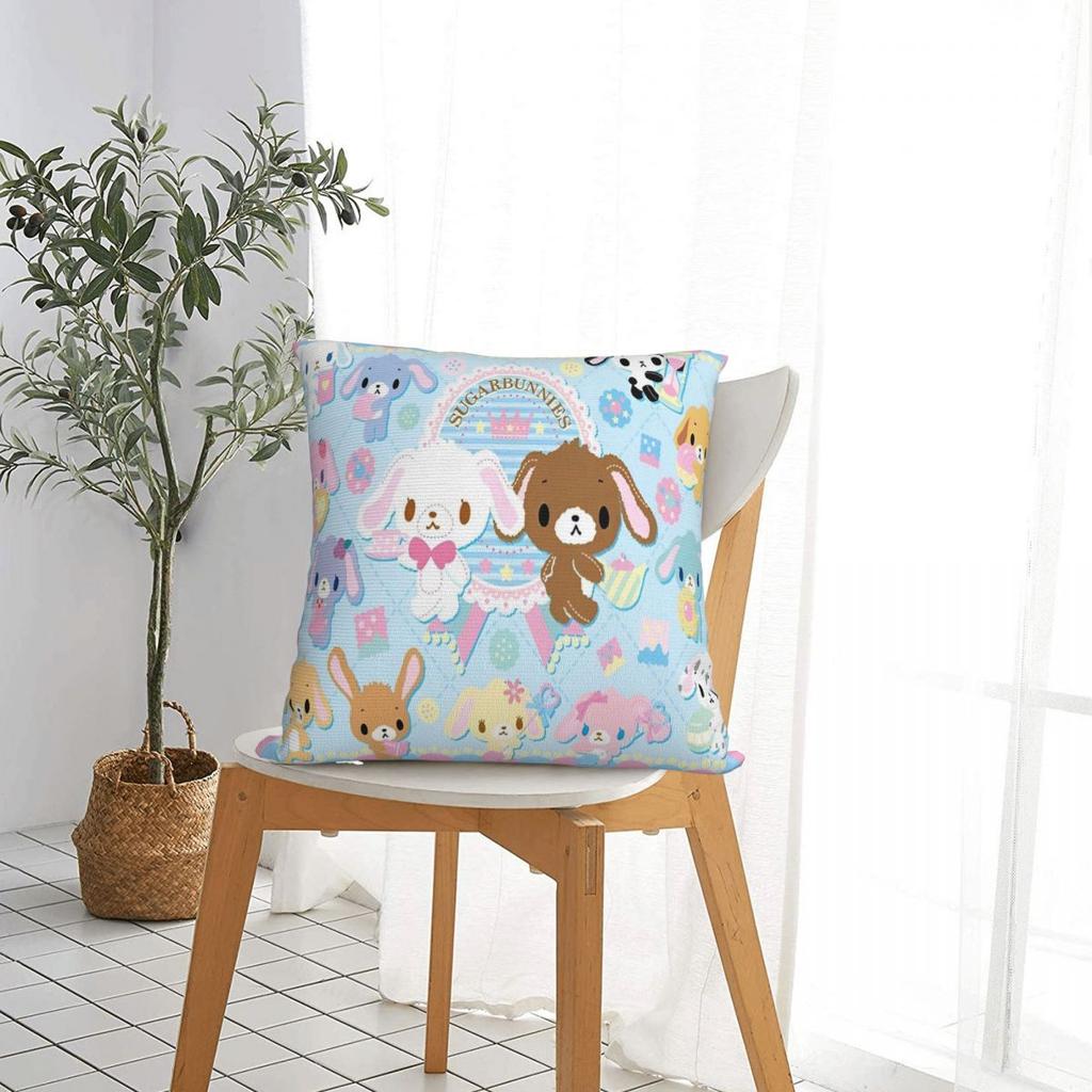 Sugarbunnies Anime Throw Pillow Cover Cushions for Sofa Cute Cartoon Awesome Pillowcase
