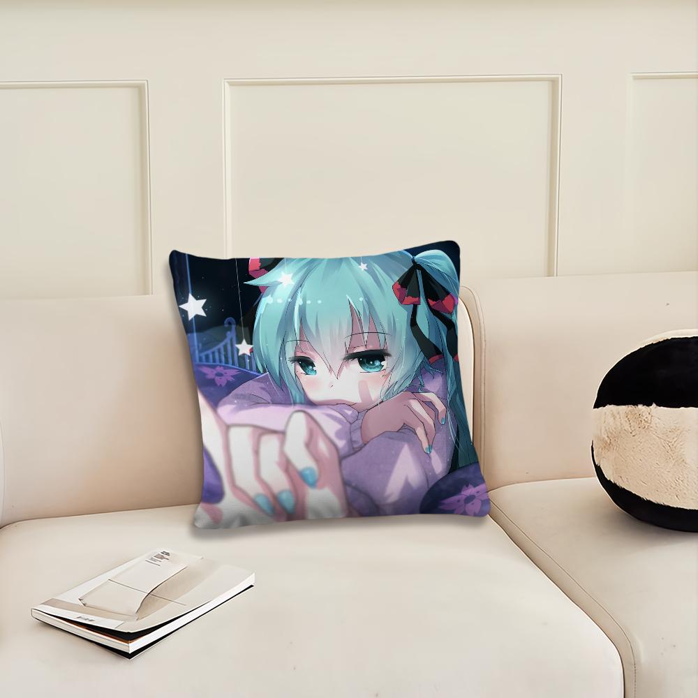 Anime virtual Idol H-Hatsune Girl M-Miku cushion cover Living Room Headboard Office Bedroom Cushion Sofa Nap Time Pillow Case