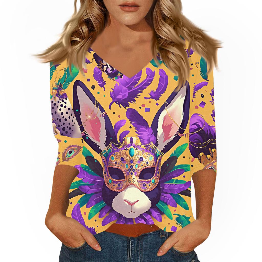 Dámské tričko s potiskem 3/4 rukáv denní víkendová móda základní véčkový výstřih běžný top