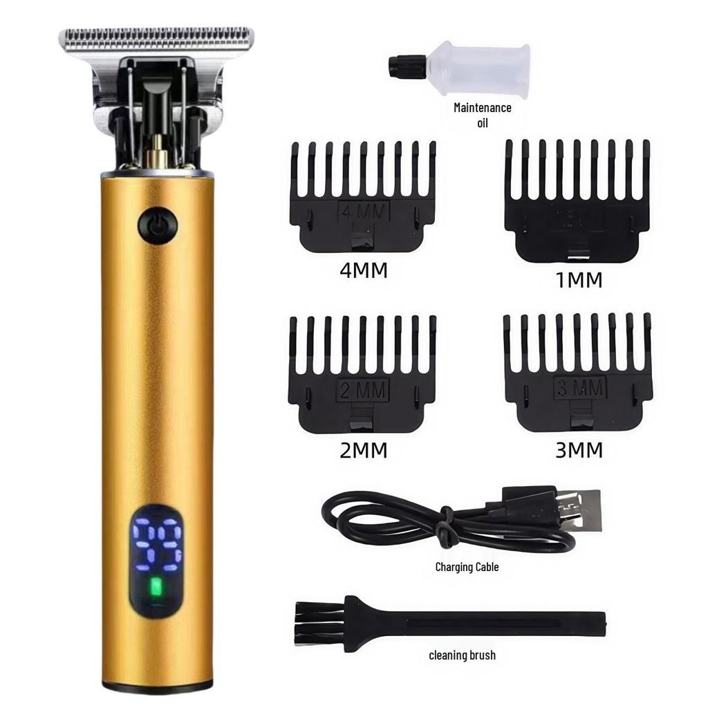 Professional Electric Hair Clipper for Barbers & Home: Precision Carving, Slicked Back Styles, Bald Head Trim.