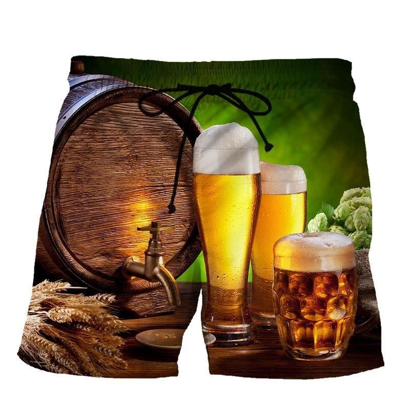 

3D-принт Смішні пивні пляжні шорти для чоловіків Хіп-хоп Круті великі штани Літня мода Повсякденні плавки Чоловічий одяг 5XL