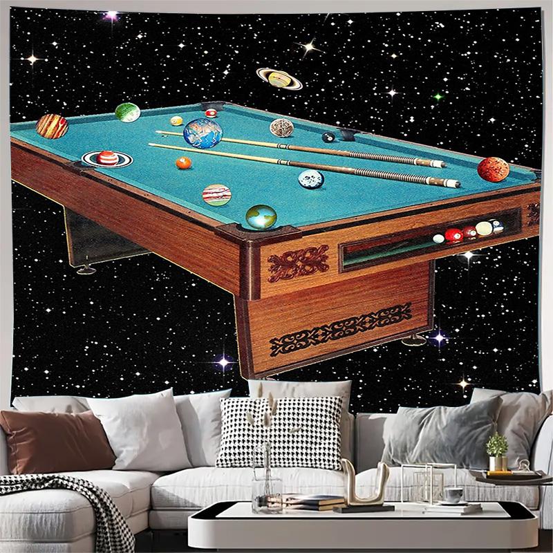 

Vintage billiard tapestry wall hanging retro game room decor pub pool table aesthetic cool man cave art unique home textile bill 74x94cm(29x37in)