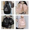 Soft PU Leather Backpack Spacious for College Essential Fashion Solid Color Laptop Daypack for Student and Commuters