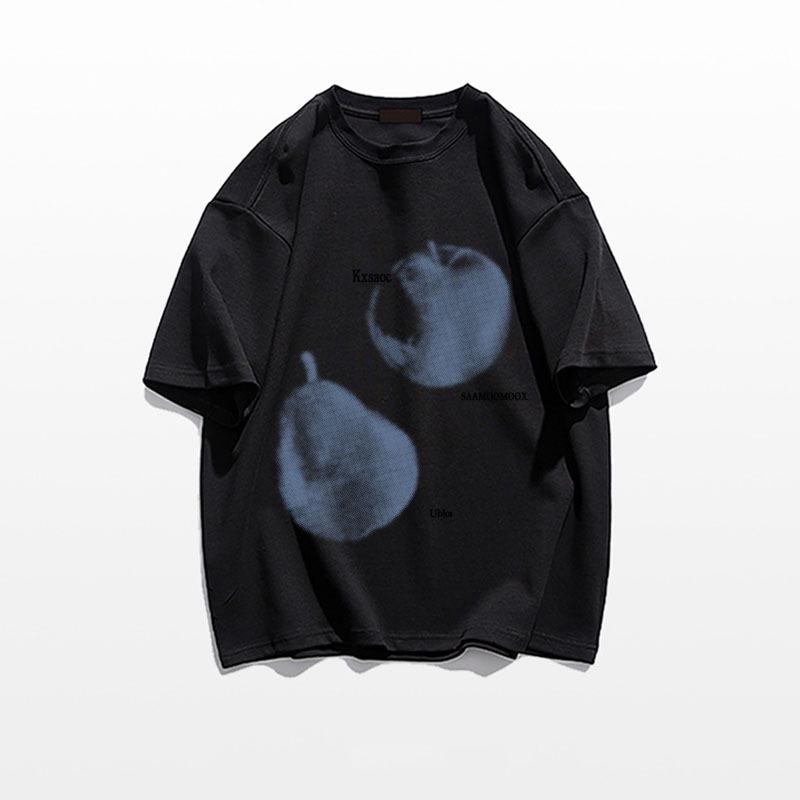 

Американская ретро уличная футболка из чистого хлопка свободного кроя с полурукавом для женщин, новый дизайн лета 2025 года. 5XL чёрный