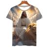 Summer Jesus Lion Graphic 3D Print Men's T Shirt Tops Casual Short Sleeve Crew Neck T-Shirt Summer Oversized Men Women Tee Top