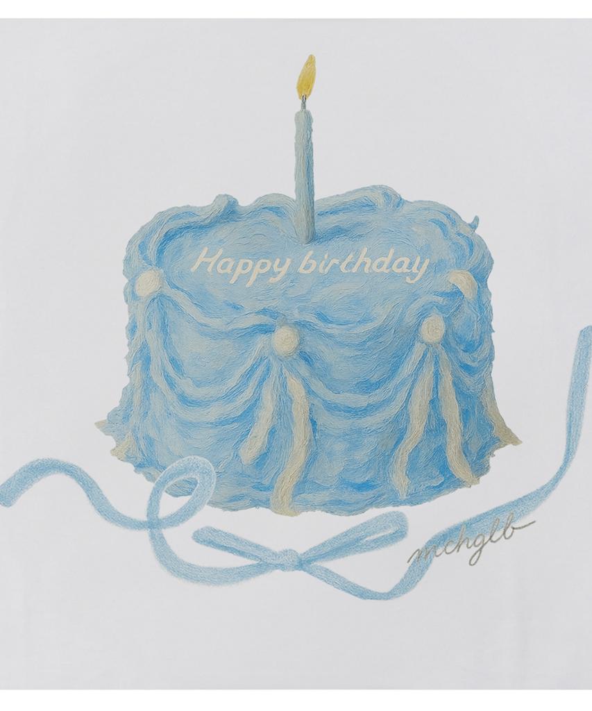 MATCHGLOBE Blue Cake Crop Top (White)