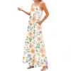 Women's Spring And Summer Casual Fashion Adjustable Suspenders Printed Long Dress