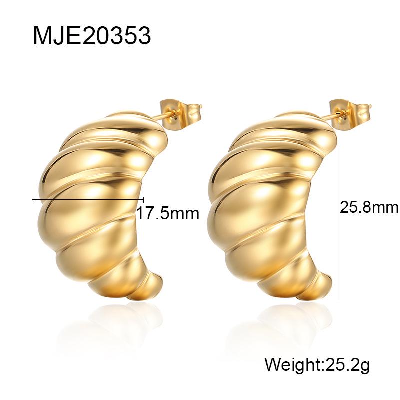 

Геометрические серьги-круассаны из нержавеющей стали - Европейская и американская высокая мода, каффы 18K золотой