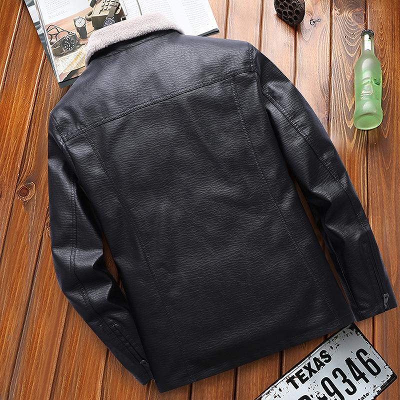 Männer Leder Winter Neue Fleece-gefüttert Verdicktes Fell Einteiliges Leder Casual Plus Größe PU Jacke Mantel