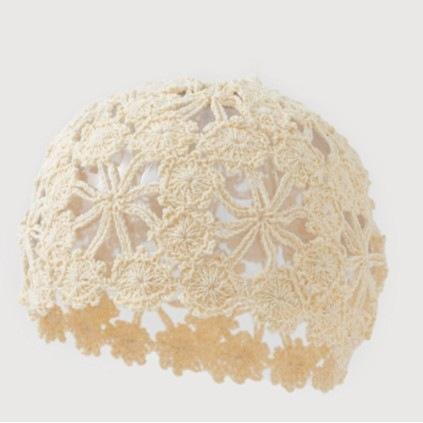 Headscarf Hollow Crochet Hat Knitted Spring and Summer Children's Flowers Breathable Baotou Hat Trendy Fashion Handwoven Thin Hat