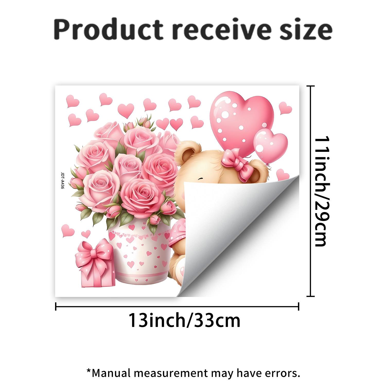 

Bear Flower Heart Window Sticker for Bedroom, Living Room, Balcony, Festival Decoration, Glass Static Electricity Sticker JDT-A436