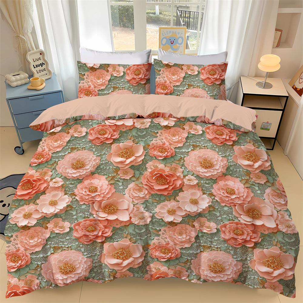 

Comforter New 3D Flower Pattern Fashion Flower Prints Bedding Sets 2-3 Pieces Sets Home Decor For Mum S Gift Comforter (quilt)-EU Single(135*200cm)3pcs