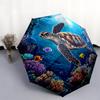 Sea Turtle  Pattern, Automatic Folding Umbrella, Portable and Foldable Design, 8 Ribs, a Christmas or Birthday Gift.