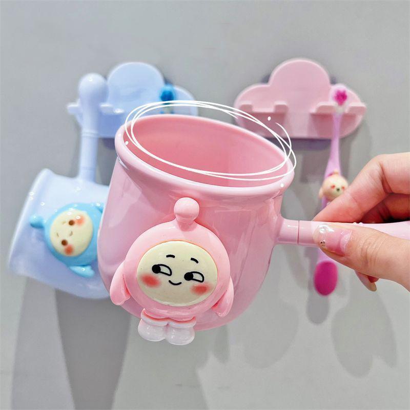 Wall Mounted Toothbrush Cup Holder Organizer Set For Children Bathroom Storage Rack With Toothbrush