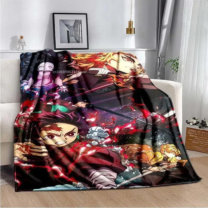 Anime Demon Slayer Kimetsu no Yaiba Fleece Blanket Nezuko Kamado Tanjiro Kamado Soft Bedding Bedspread Sofa Warming Cover