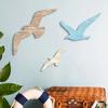 3 st trämås väggdekoration nautiskt strand kusttema små sjöfåglar väggkonst sjöstuga havsväggskulptur för hem badrum