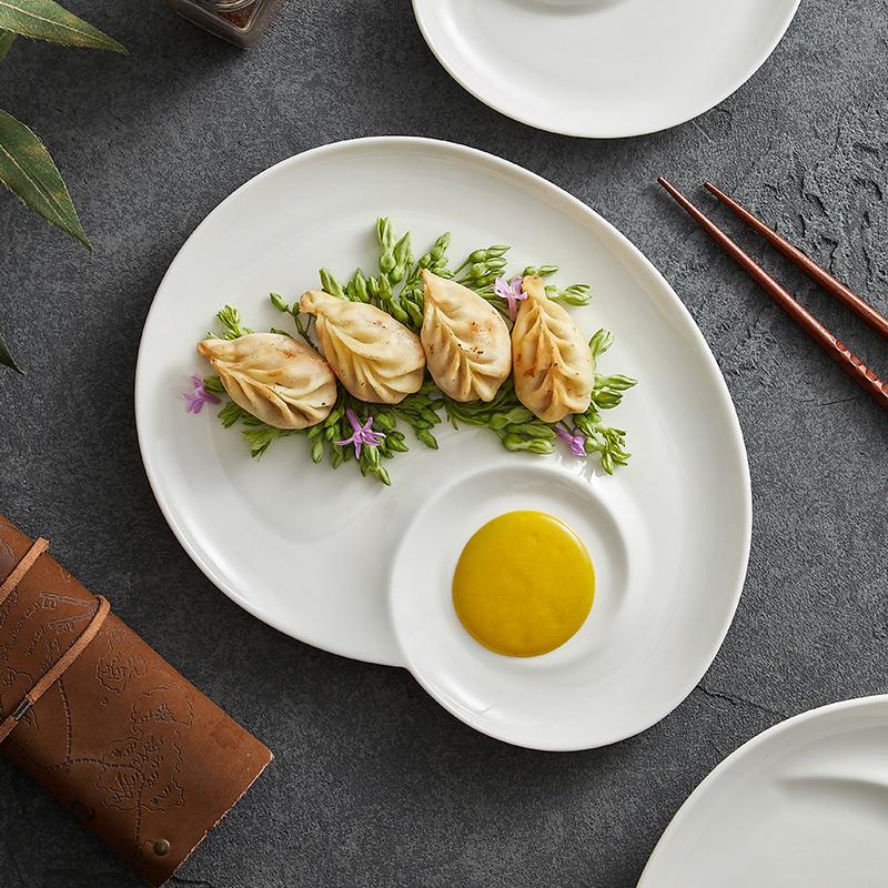 Household Ceramic Plate 6.4 inch New White Spiral Dividing Dining Tableware Europen Solid Underglaze Colour Dumplings Sushi Dish
