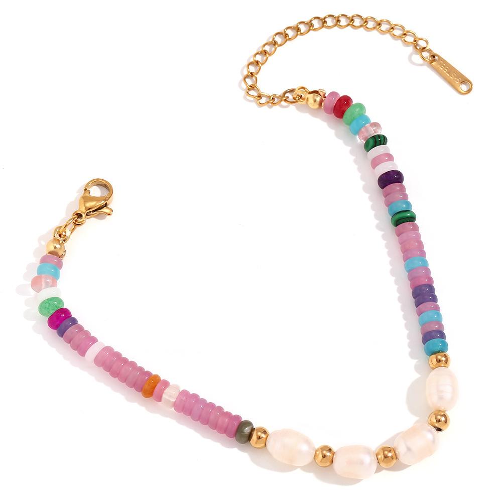 

Уникальный и нишевый браслет ручной работы из нержавеющей стали в богемном стиле ручной работы из натурального камня из бисера для женщин 18cm